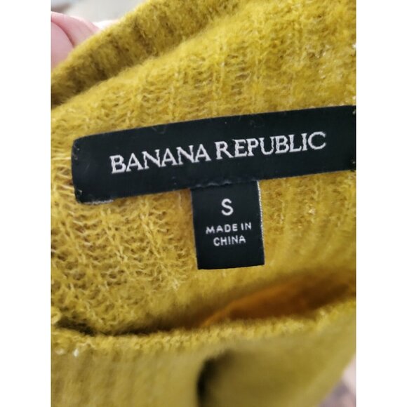 Banana Republic Mustard Wool Blend Mock Neck Crop Sweater Sz S - Picture 4 of 5